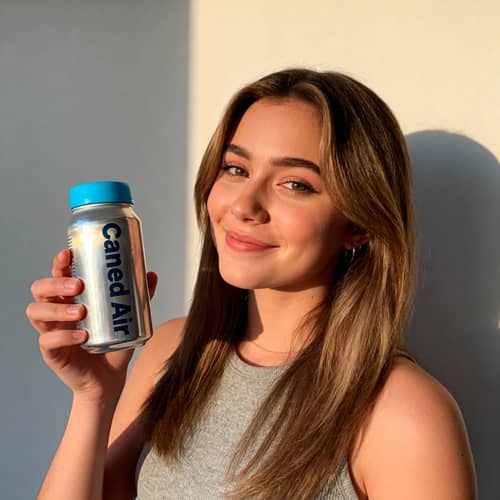 Tate McRae with a Canned Air Soda Can