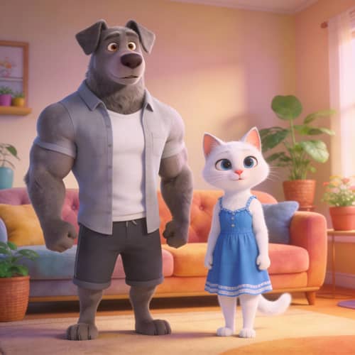 Heartwarming 3D Pixar-Style Living Room Scene Heartwarming 3D Pixar-Style Living Room Scene