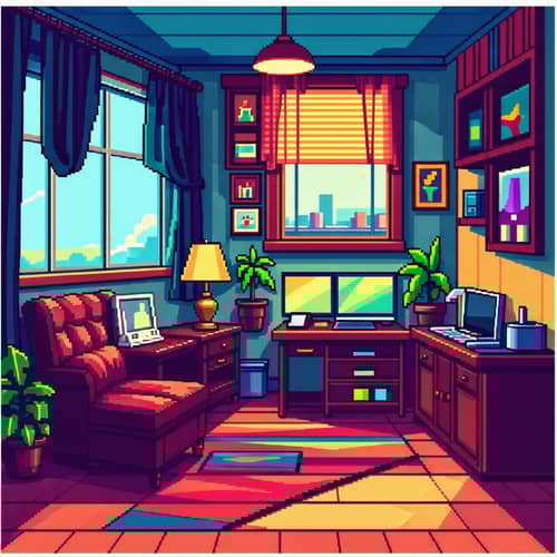 24-bit Pixel Art Cozy Room | Side-Scroller Game Location
