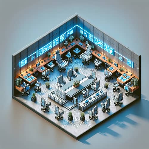 Futuristic Pixel Art Conference Room 2024 Design