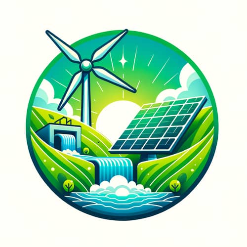 Renewable Energy Icon: Wind, Solar, Hydro Power