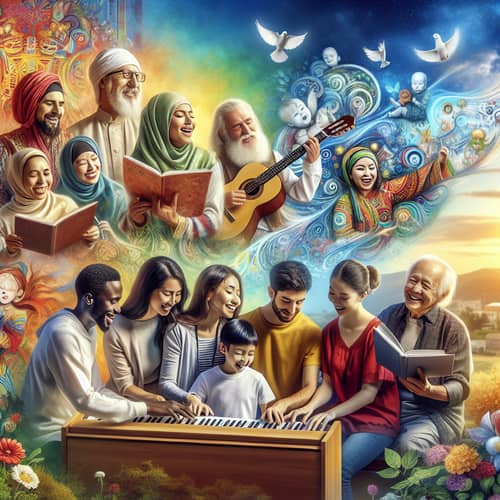 Harmony and Unity: Depiction of Diverse Group in Peaceful Scene