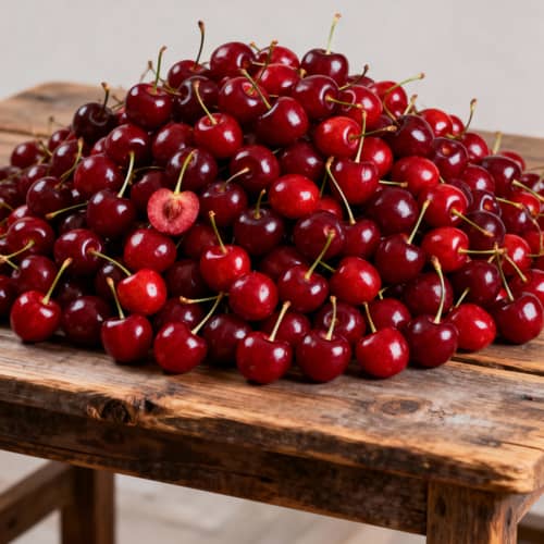 Fresh Ripe Red Cherries Close-Up Photo