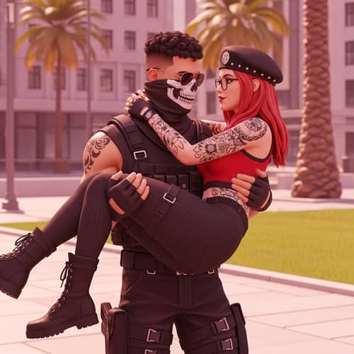 Romantic Urban Scene with Tactical Characters