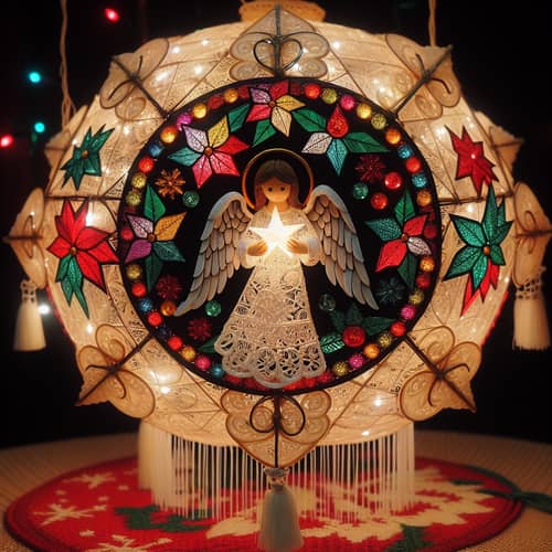 Traditional Christmas Parol with Angel | Festive Decor