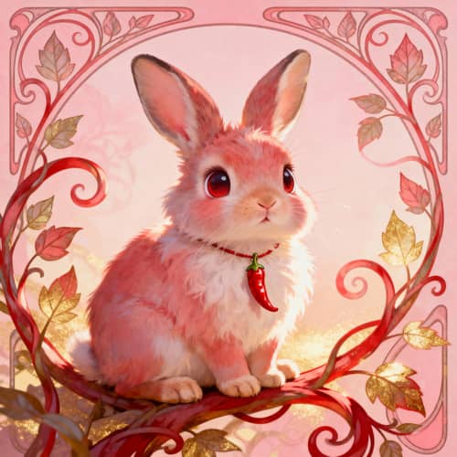 Cute Spicy Bunny Art Nouveau Design