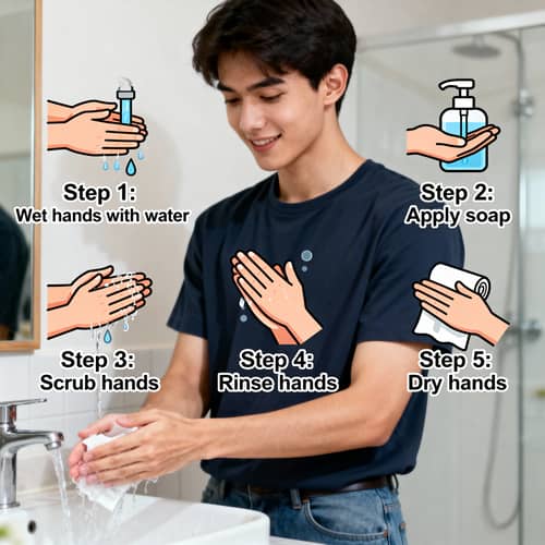 Handwashing Steps for Young Adults Handwashing Steps for Young Adults
