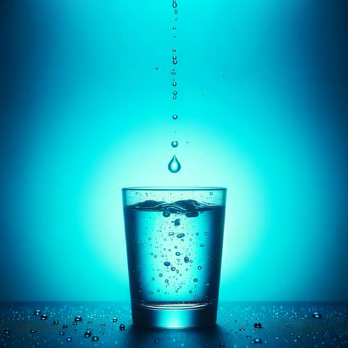 Captivating Water Drop in Vibrant Blue Glass