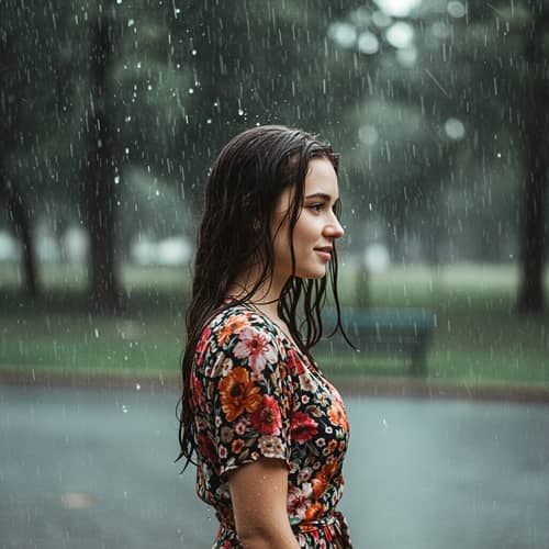 Woman in the Rain: A Captivating Moment