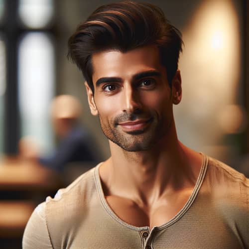Attractive South Asian Man with Fit Physique | Warmly Lit Environment