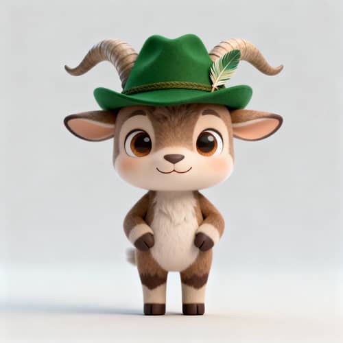 Charming 3D Ibex Mascot for Modern Brands