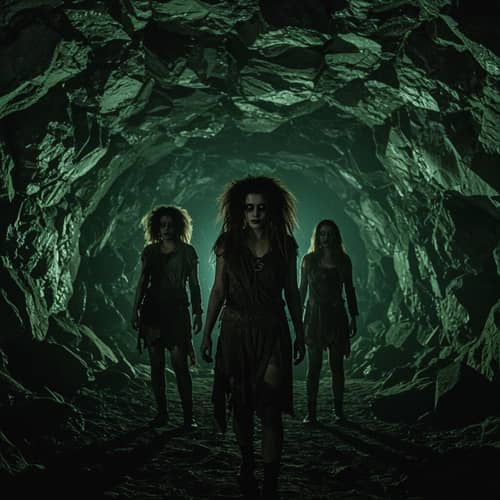 Creepy Horror Woman Emerging from a Cave