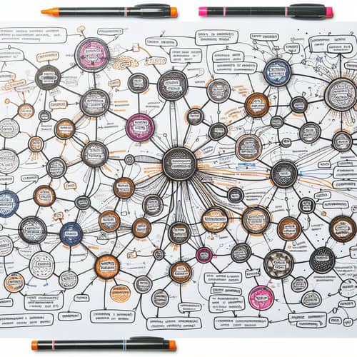 Detailed Mind Map with Interconnected Nodes and Pathways