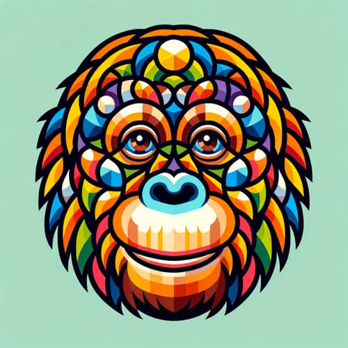 Orangutan Face in WPAP Art Style - Geometric and Colorful Portrait