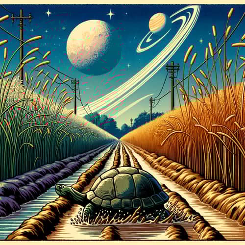 Turtle in Mud Field with Grass under Daylight Sky | Neptune Naruto Style