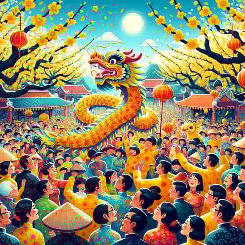 Vibrant Vietnamese Tet Festival Celebration