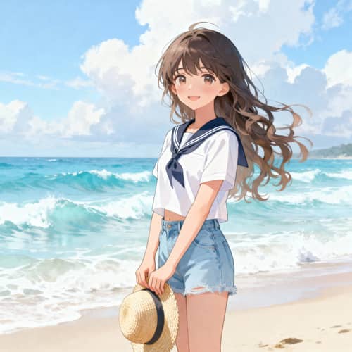 18-Year-Old Anime Girl in Beachwear