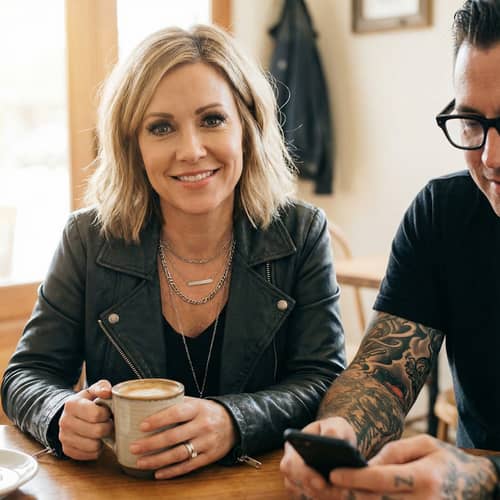 Stylish Caucasian Woman in Her 40s: Beauty & Edge