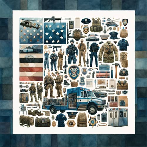 American Military & First Responders Watercolor Collage