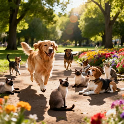 Whimsical Pet Scene Background for Facebook