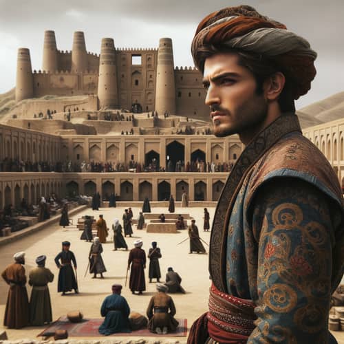 Hassan-i Sabbah at Assassin's Training Grounds in Alamut Castle