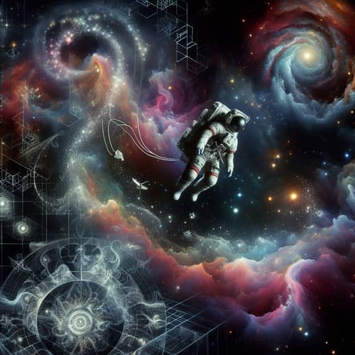 Abstract Space Exploration: South Asian Woman Astronaut in Microgravity