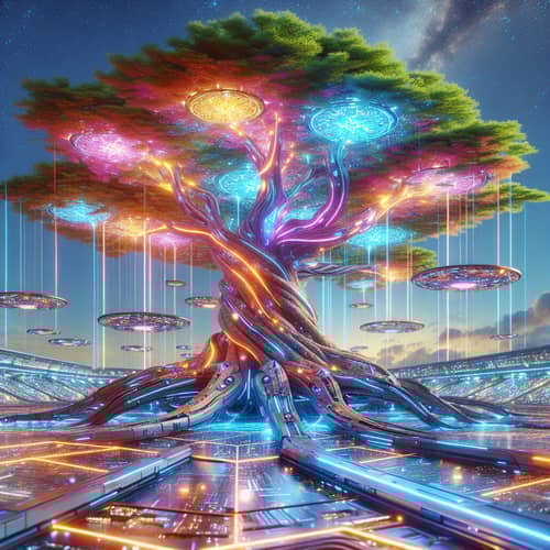 Vibrant and Futuristic Yggdrasil