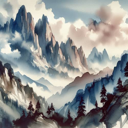 Majestic Watercolor Mountains | Stunning Natural Landscape