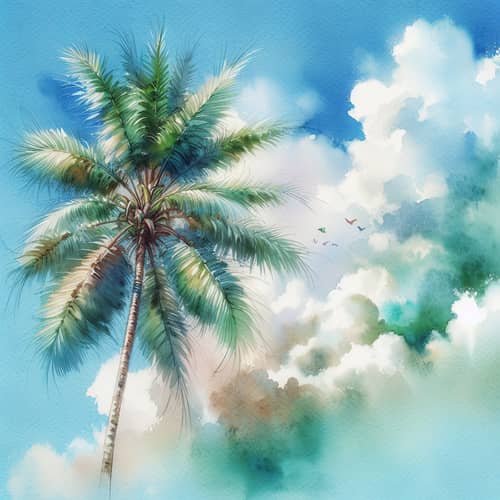 Vibrant Palm Tree Watercolor Painting | Nature-Inspired Art
