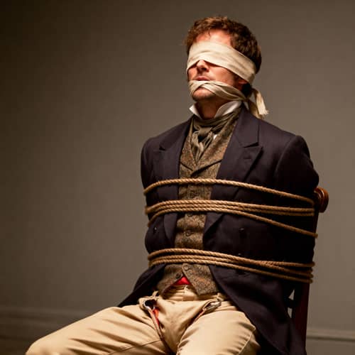 Tied Up Man in Classic Suit - Captivating Imagery