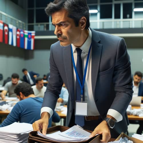 Middle-Aged South Asian Man Professional Project Coordinator Election Event