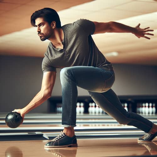 Intense Middle-Eastern Male Bowling Player in Action