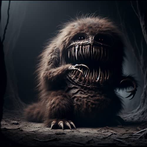 Fierce little round thick creature from the depths of the forest