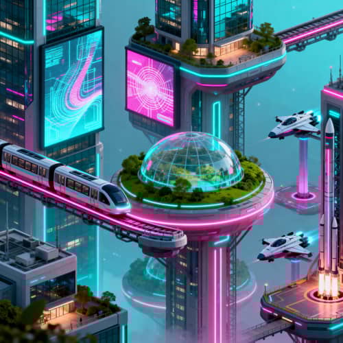 Futuristic Isometric City Illustration Futuristic Isometric City Illustration