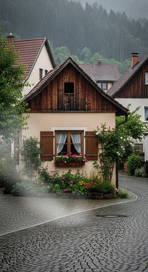 Cozy Village House in Germany on a Rainy Day