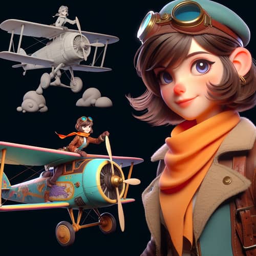 Whimsical Ghibli-Inspired Girl Pilot | Cartoon Character Design