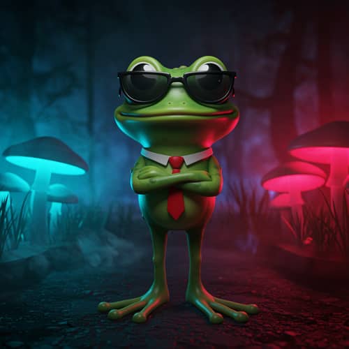 Cool Cartoon Frog in Neon Swamp