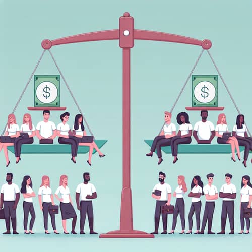 Gender Wage Gap Illustrations: Caucasian Men vs Hispanic Women
