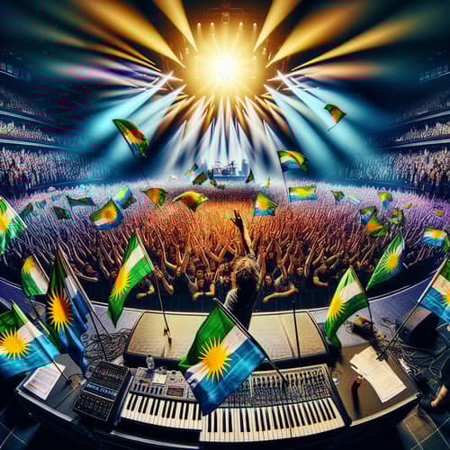 Vibrant Music Festival with Kurdish Flags | Documentary-Style Photography
