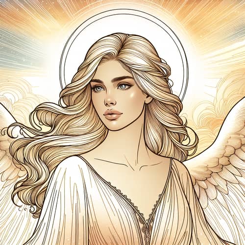 Celestial Beauty and Inner Peace - Blonde Angel Line Art