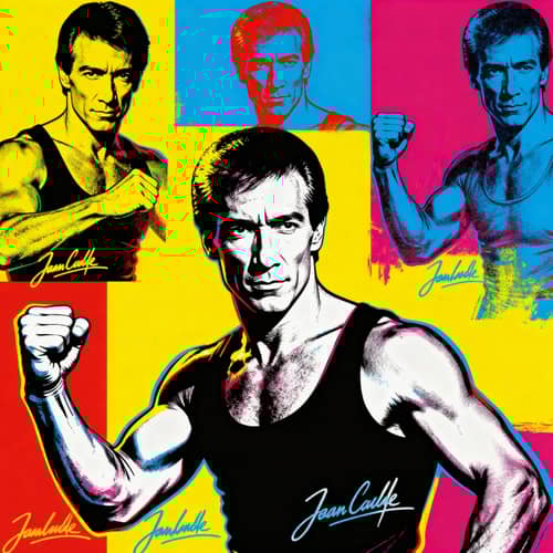 Pop Art Jean Claude Van Damme Portrait in Warhol Style Pop Art Jean Claude Van Damme Portrait in Warhol Style