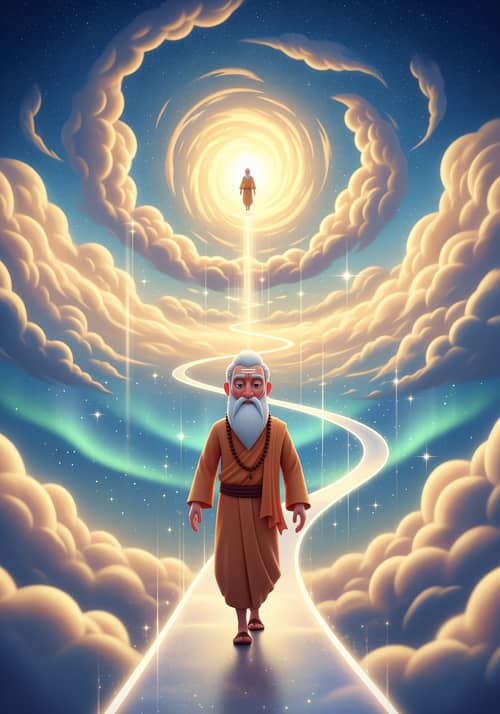 Sage Bhrigu: Celestial 3D Cartoon Scene