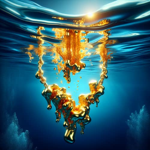 Golden Necklace Underwater Scene - Beauty in Liquid Gold