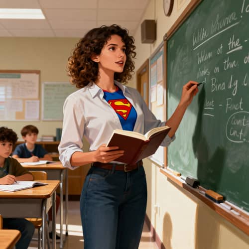 Inspiring Female Teacher with Superhero Spirit Inspiring Female Teacher with Superhero Spirit