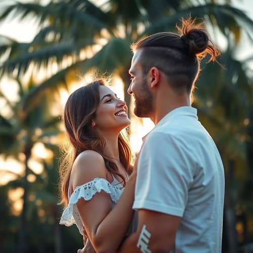 Romantic Embrace: Love in a Tropical Paradise