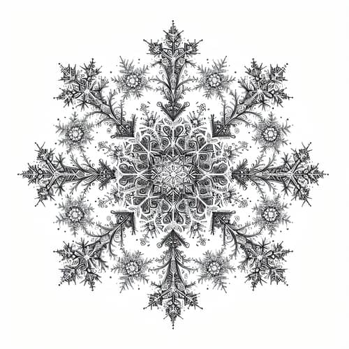Intricately Designed Snowflakes in Winter - Geometric Patterns