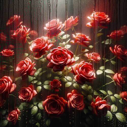 Vibrant Red Roses with Water Droplets - Beautiful Floral Scene