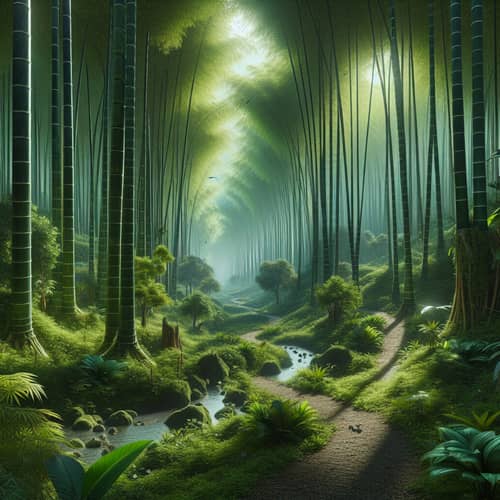 Enchanting Giant Bamboo Dendrocalamus Asper Forest Landscape