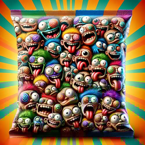 Colorful and Playful Snack Pack with Wild Animated Heads