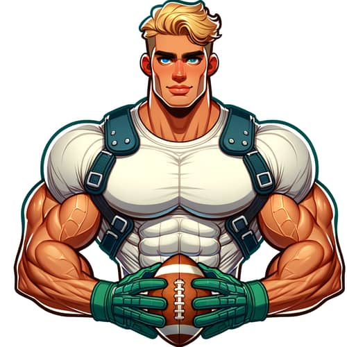 Animated Football Athlete - Cartoon Illustration of a Well-Built Man